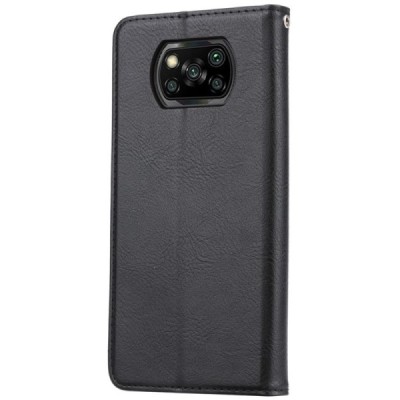 Prabangus „Comma“ odinis atverčiamas juodas Xiaomi Poco X3 (X3 Pro) dėklas | Priedai.lt