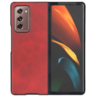 Samsung Galaxy Z Fold2 5G (F916B) Slim Leather sarkans ādas plastika apvalks | Vacins.lv