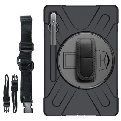 Samsung Galaxy Tab S10 FE / S10+  / S9 FE+ / S9+ / S8+ / S7 FE / S7+ pastiprinātas aizsardzības melns apvalks | Vacins.lv