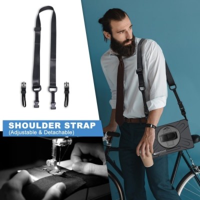 Samsung Galaxy Tab S10 FE / S10+  / S9 FE+ / S9+ / S8+ / S7 FE / S7+ pastiprinātas aizsardzības melns apvalks | Vacins.lv