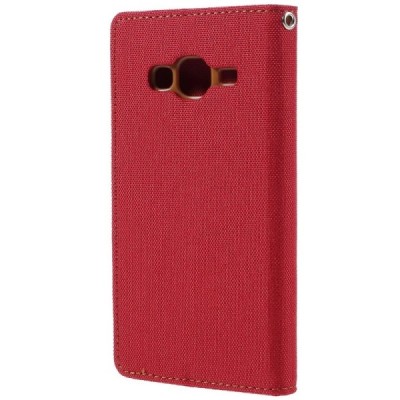 Samsung Galaxy J3 2016 (J310, J320) „Mercury“ atvērams sarkans ādas maciņš - maks | Vacins.lv