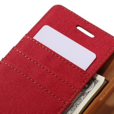 Samsung Galaxy J3 2016 (J310, J320) „Mercury“ atvērams sarkans ādas maciņš - maks | Vacins.lv