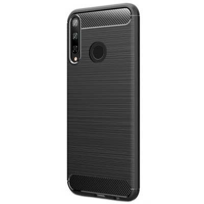 Huawei P40 Lite E (Y7p, Honor 9C) „Carbon“ cieta silikona (TPU) melns apvalks | vacins.lv