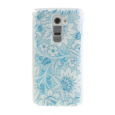 Flora raštuotas mėlynas plastikinis LG G2 D802 dėklas / Priedai.lt