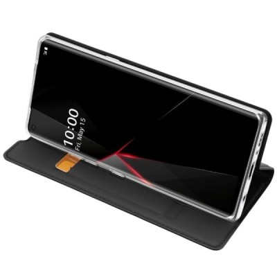 LG Velvet (LM-G900EM) „Dux Ducis“ Skin sērijas melns ādas atvērams maciņš | Vacins.lv
