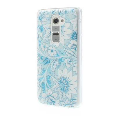 Flora raštuotas mėlynas plastikinis LG G2 D802 dėklas / Priedai.lt
