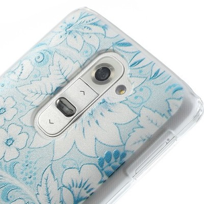 Flora raštuotas mėlynas plastikinis LG G2 D802 dėklas / Priedai.lt