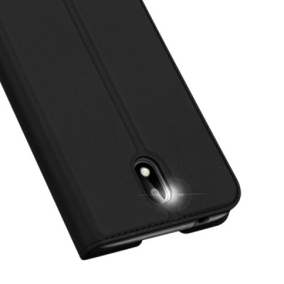 Nokia 1.3 „Dux Ducis“ Skin sērijas melns ādas atvērams maciņš | Vacins.lv