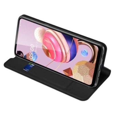 LG K51s (LM-K510) „Dux Ducis“ Skin sērijas melns ādas atvērams maciņš | Vacins.lv