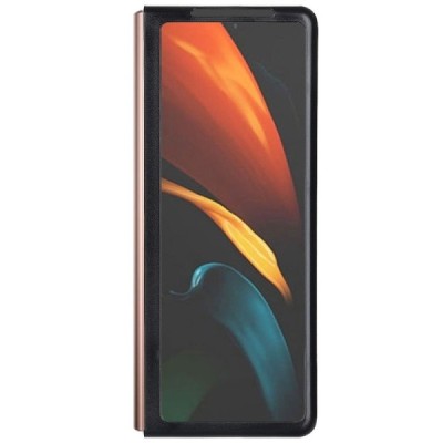 Samsung Galaxy Z Fold2 5G (F916B) Foldable Leather juodas odinis dėklas - nugarėlė | Priedai.lt