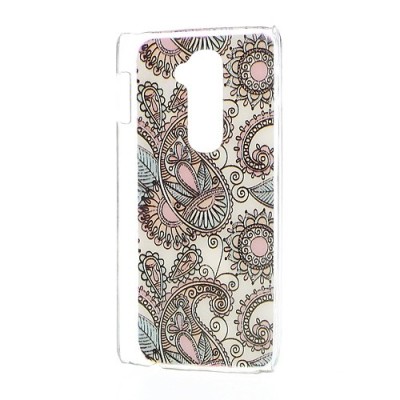 Flora raštuotas raudonas plastikinis LG G2 D802 dėklas / Priedai.lt