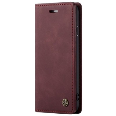 Apple iPhone 7 Plus (iPhone 8 Plus) CaseMe Retro solidus atverčiamas bordo odinis dėklas - knygutė | Priedai.lt