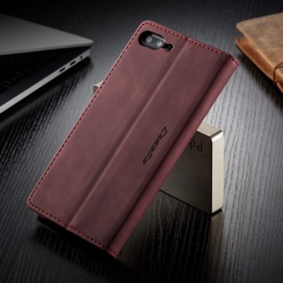 Apple iPhone 7 Plus (iPhone 8 Plus) CaseMe Retro solidus atverčiamas bordo odinis dėklas - knygutė | Priedai.lt