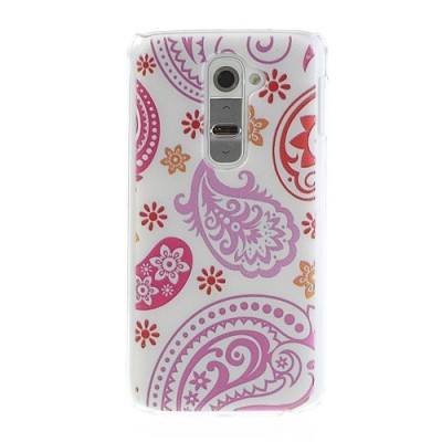 Flora raštuotas rožinis plastikinis LG G2 D802 dėklas / Priedai.lt