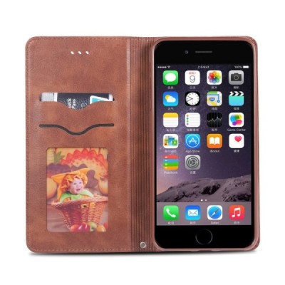 „AZNS“ Retro atverčiamas rudas odinis Apple iPhone 7 Plus (iPhone 8 Plus) dėklas - knygutė | Priedai.lt