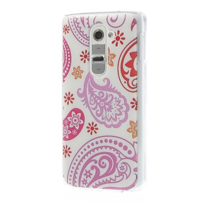 Flora raštuotas rožinis plastikinis LG G2 D802 dėklas / Priedai.lt