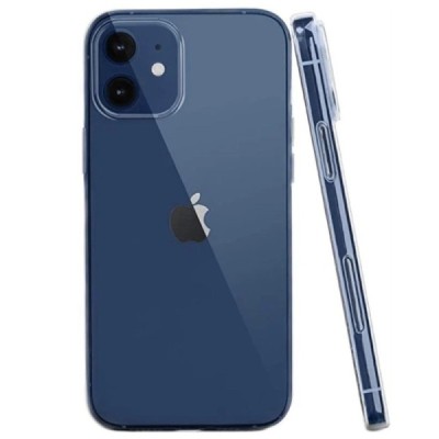 Apple iPhone 12 Mini skaidrus (permatomas) kieto silikono TPU ploniausias pasaulyje bespalvis dėklas - nugarėlė | Priedai.lt