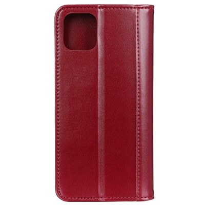 Apple iPhone 12 (12 Pro) bordo ādas atvērams maciņš ar magnetu | Vacins.lv