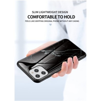 Apple iPhone 12 (12 Pro) „Marble“ cieta silikona (TPU) melns apvalks | vacins.lv