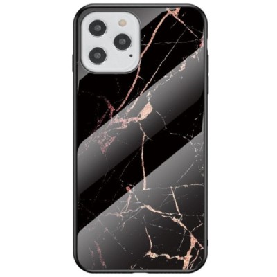 Apple iPhone 12 (12 Pro) „Marble“ cieta silikona (TPU) melns / zelta apvalks | vacins.lv