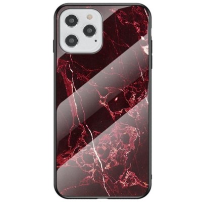 Apple iPhone 12 (12 Pro) „Marble“ cieta silikona (TPU) melns / sarkans apvalks | vacins.lv