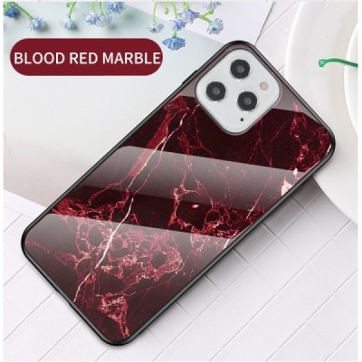 Apple iPhone 12 (12 Pro) „Marble“ kieto silikono TPU juodas / raudonas dėklas - nugarėlė | Priedai.lt