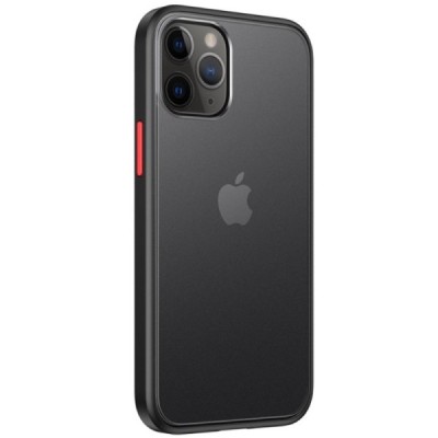 Apple iPhone 12 (12 Pro) „IPAKY“ Specter silikoninis skaidrus permatomas dėklas su juodu rėmeliu | Priedai.lt