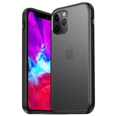 Apple iPhone 12 (12 Pro) elegants „IPAKY“ Specter dzidrs (caurspīdīgs) silikona apvalks (apmales melnā krāsā) | Vacins.lv