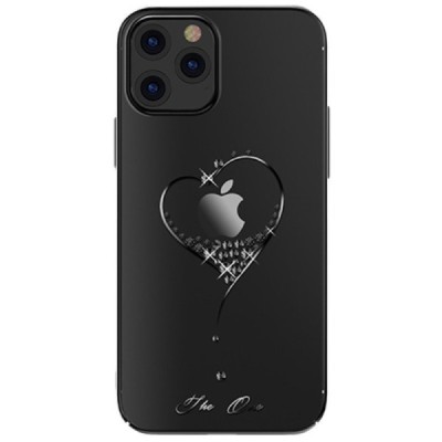 Apple iPhone 12 (12 Pro) elegants Kingxbar Crystal Love Swarovski dzidrs (caurspīdīgs) melns plastmasas apvalks ar kristāliem | 