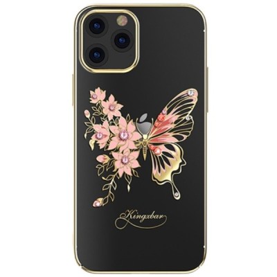 Apple iPhone 12 (12 Pro) Kingxbar Crystal Wings Swarovski plastikinis skaidrus permatomas auksinis dėklas su kristalais | Prieda