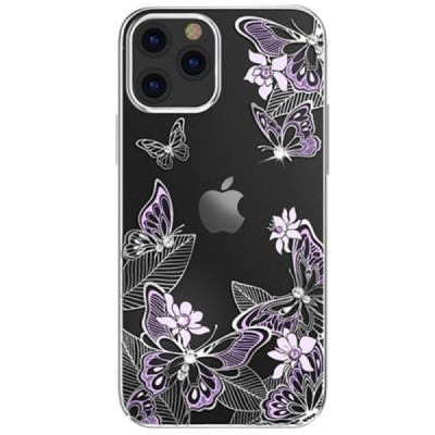 Apple iPhone 12 (12 Pro) elegants Kingxbar Crystal Butterflies Swarovski dzidrs (caurspīdīgs) sudrabs plastmasas apvalks ar kris