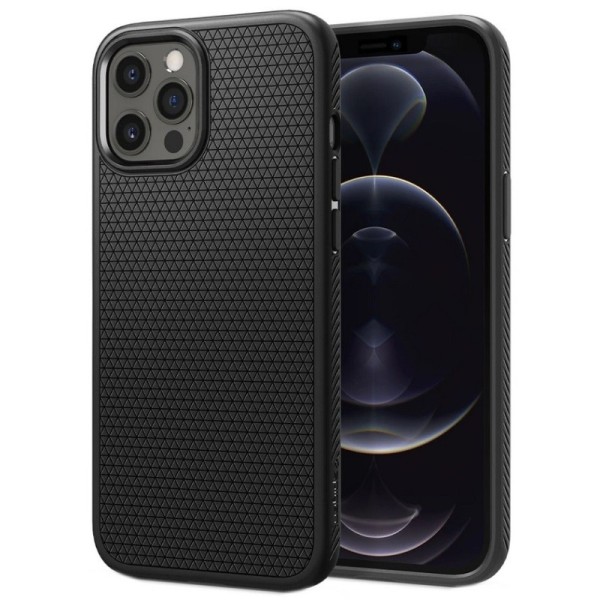„Spigen“ Liquid Air dėklas - juodas (iPhone 12 / 12 Pro)