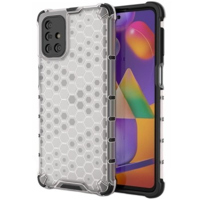 Honeycomb sustiprintos apsaugos Samsung Galaxy M31s (M317F) skaidrus kieto silikono (TPU) ir plastiko dėklas | Priedai.lt