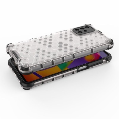 Honeycomb sustiprintos apsaugos Samsung Galaxy M31s (M317F) skaidrus kieto silikono (TPU) ir plastiko dėklas | Priedai.lt