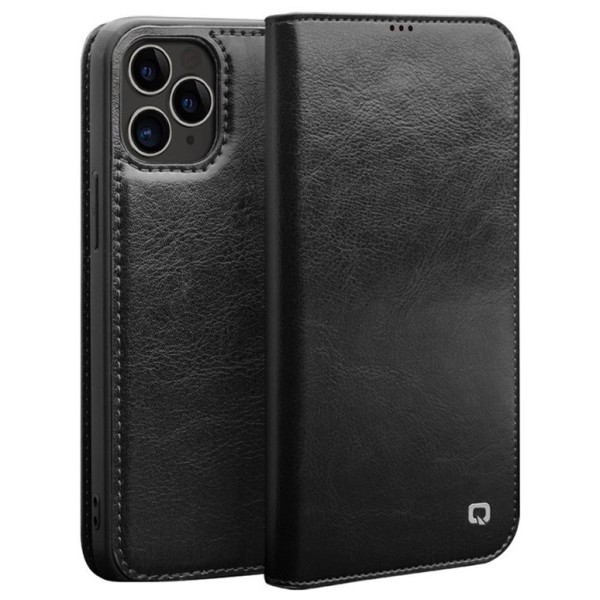 „QIALINO“ atvēramais ādas maciņš - melns (iPhone 12 / 12 Pro)