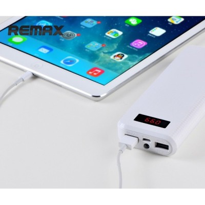 Remax rezerves ārējais pārnesājams litija jonu akumulators (20000 mAh), ang. Power bank - balta / Vacins.lv