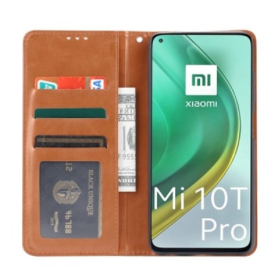 Prabangus „Comma“ odinis atverčiamas rudas Xiaomi Mi 10T (Mi 10T Pro) dėklas | Priedai.lt