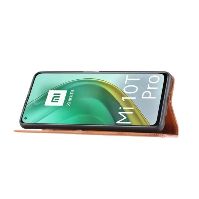 Prabangus „Comma“ odinis atverčiamas rudas Xiaomi Mi 10T (Mi 10T Pro) dėklas | Priedai.lt