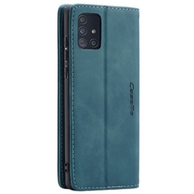 Samsung Galaxy A71 (A715) CaseMe Retro solīds atvēramais ādas zaļš maciņš - maks | Vacins.lv