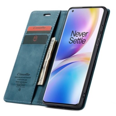 OnePlus 8 Pro CaseMe Retro solīds atvēramais ādas zaļš maciņš - maks | Vacins.lv