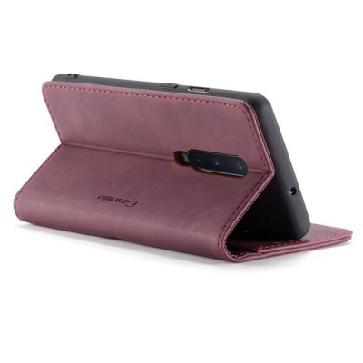 OnePlus 8 CaseMe Retro solīds atvēramais ādas bordo maciņš - maks | Vacins.lv