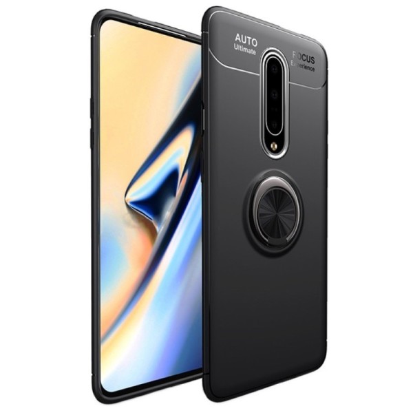 „FOCUS“ Kickstand cieta silikona (TPU) apvalks - melns (OnePlus 8)