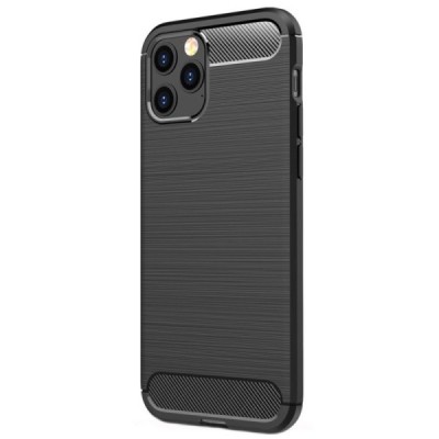 Apple iPhone 12 (12 Pro) „Carbon“ cieta silikona (TPU) melns apvalks | vacins.lv