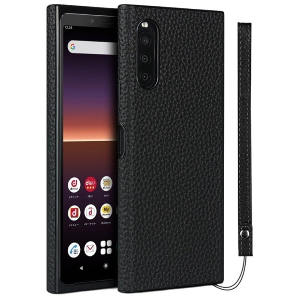 „Litchi“ Skin (TPU) ādas apvalks - melns (Xperia 10 II)