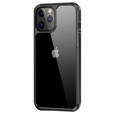 Apple iPhone 12 (12 Pro) elegants „IPAKY“ Combo dzidrs (caurspīdīgs) silikona apvalks (apmales melnā krāsā) | Vacins.lv