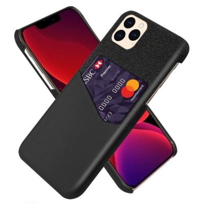 „KSQ“ Shell Apple iPhone 12 (12 Pro) juodas odinis dėklas - nugarėlė su kišenėle kortelėms | Priedai.lt