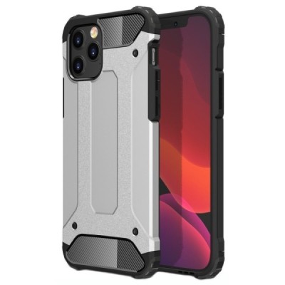 Sustiprintos apsaugos Apple iPhone 12 (12 Pro) sidabrinis kieto silikono (TPU) ir plastiko dėklas | Priedai.lt