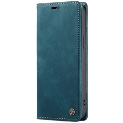 Apple iPhone 12 (12 Pro) CaseMe Retro solidus atverčiamas žalias odinis dėklas - knygutė | Priedai.lt