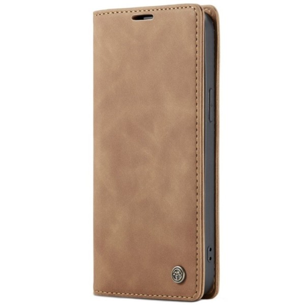 „CaseMe“ Retro solīds atvēramais ādas maciņš - gaiši brūns (iPhone 12 / 12 Pro)