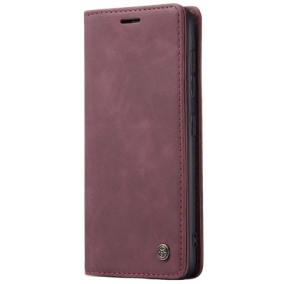 Samsung Galaxy A41 (A415F) CaseMe Retro solīds atvēramais ādas bordo maciņš - maks | Vacins.lv